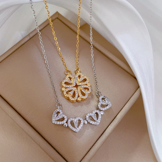 COLLAR AMOR ETERNO TRÉBOL Y CORAZONES