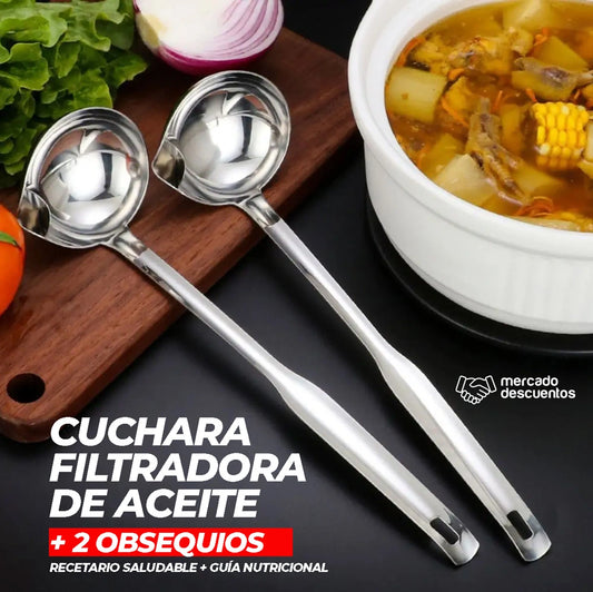 CUCHARA FILTRADORA DE ACEITE + GUÍA NUTRICIONAL Y RECETARIO GRATIS