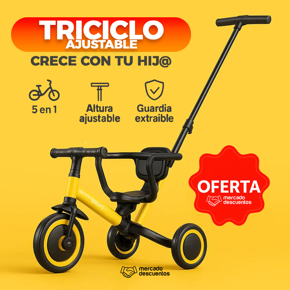 MoviKids® - Triciclo 5 en 1 Ajustable para Todas las Etapas de Crecimiento